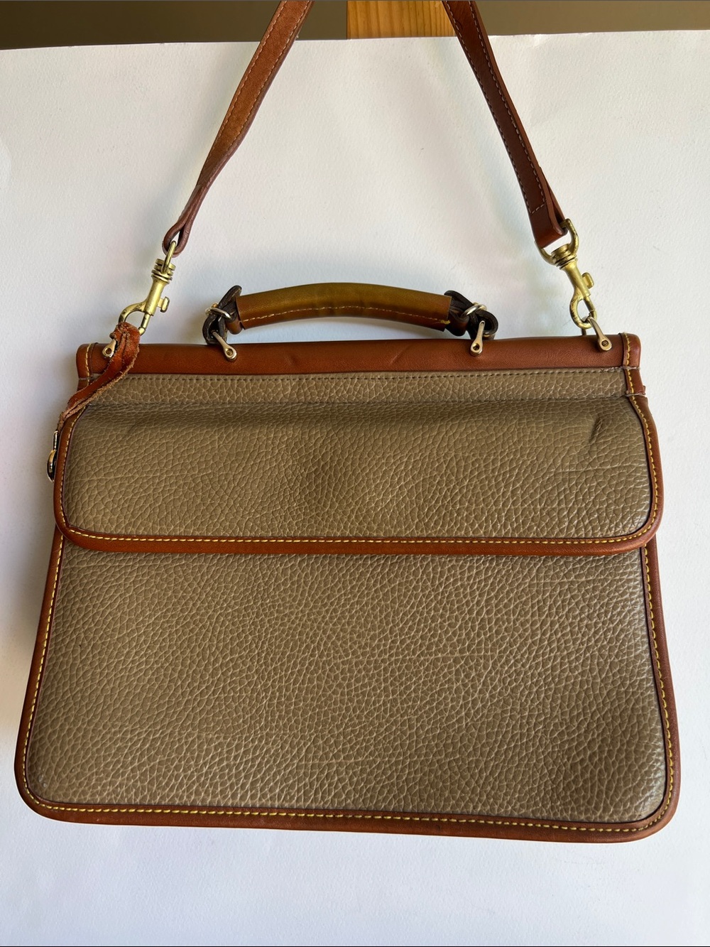 Dooney & Bourke Taupe and Brown Leather Top-Handle Satchel - Picture 3 of 11